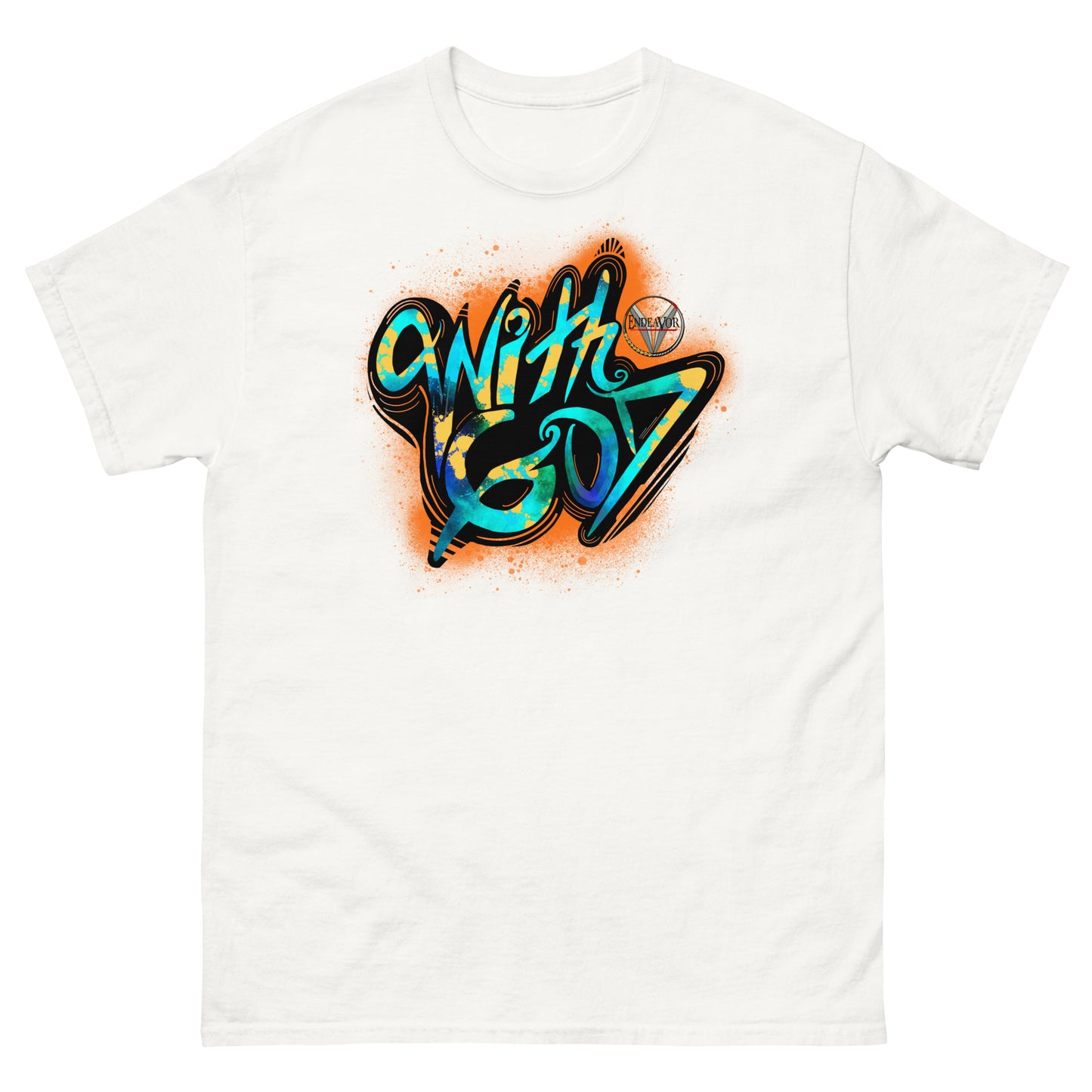 With God Orange Splash Men's classic tee