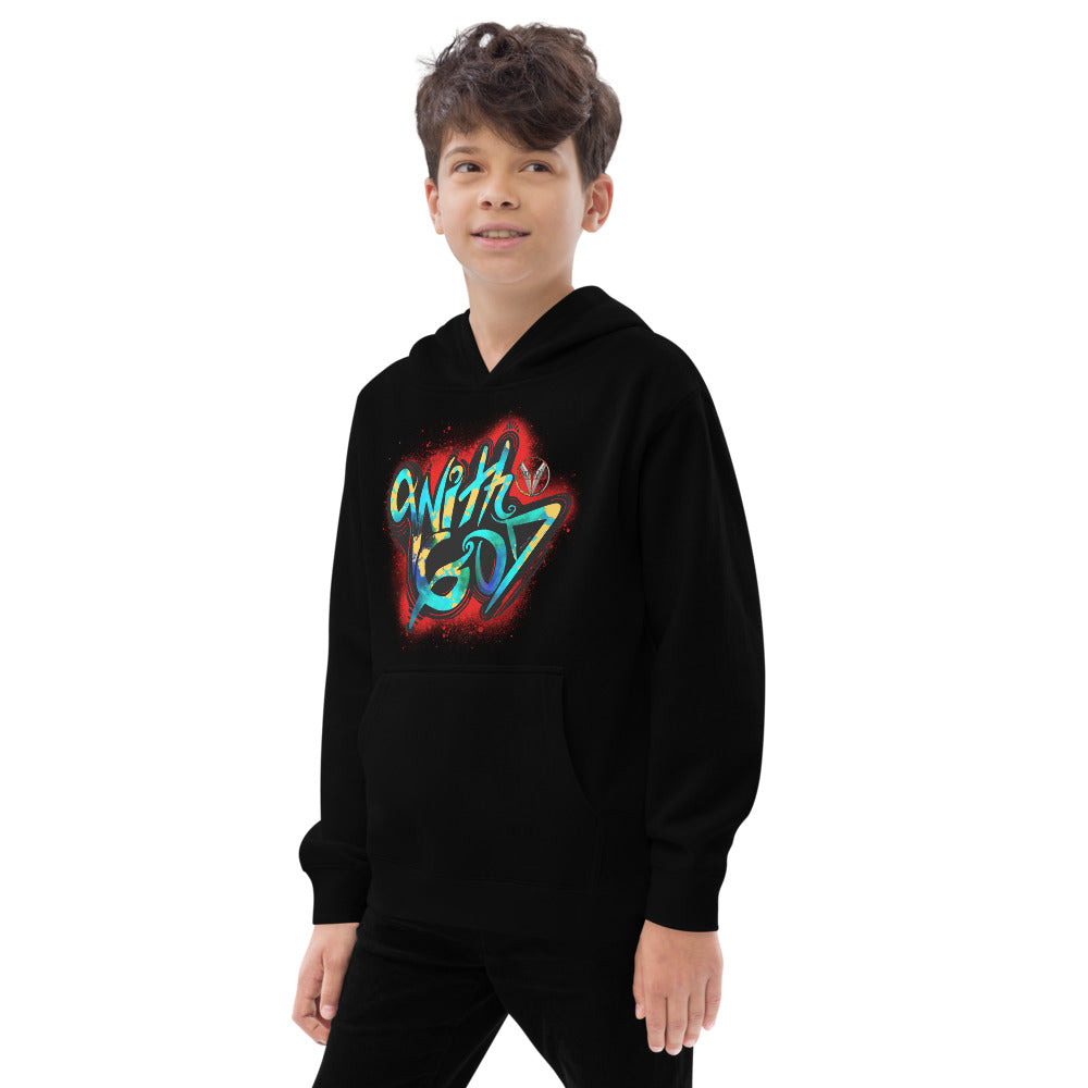 With God Red Splash Kids Fleece Hoodie