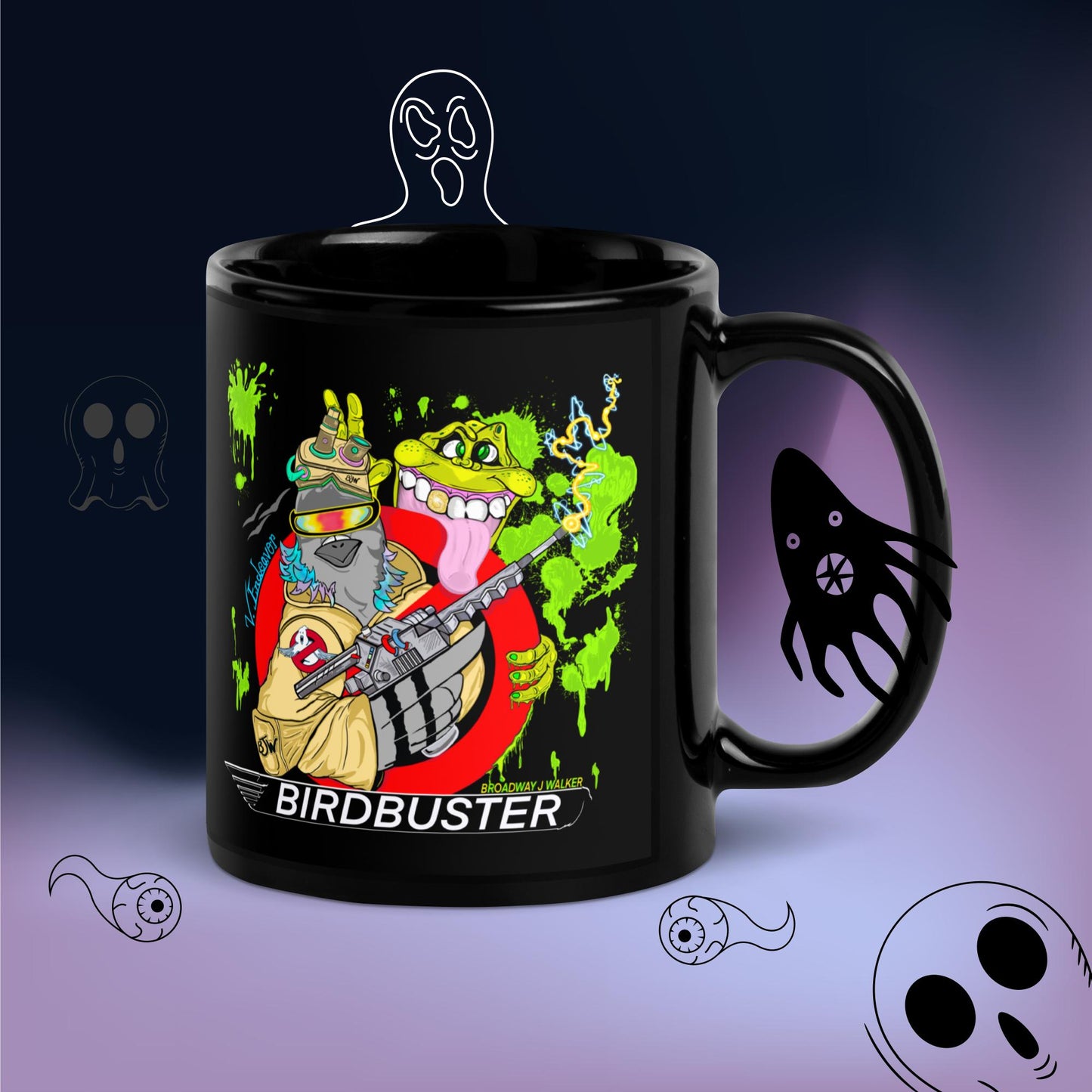 Broadway J Walker NYC'S Birdbuster Black Glossy Mug
