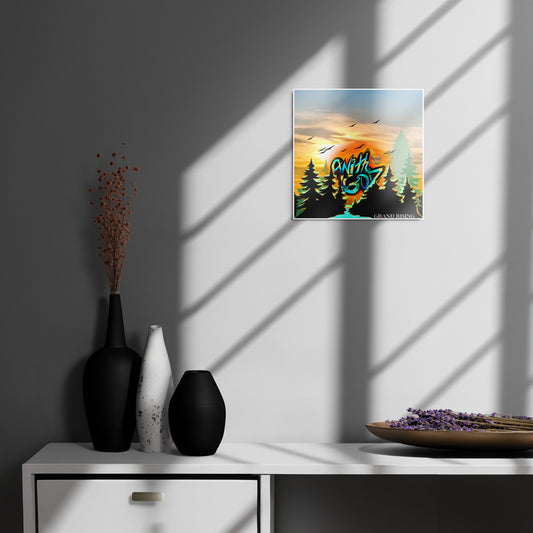 With God Grand Rising Sun Splash Metal print "12x12"