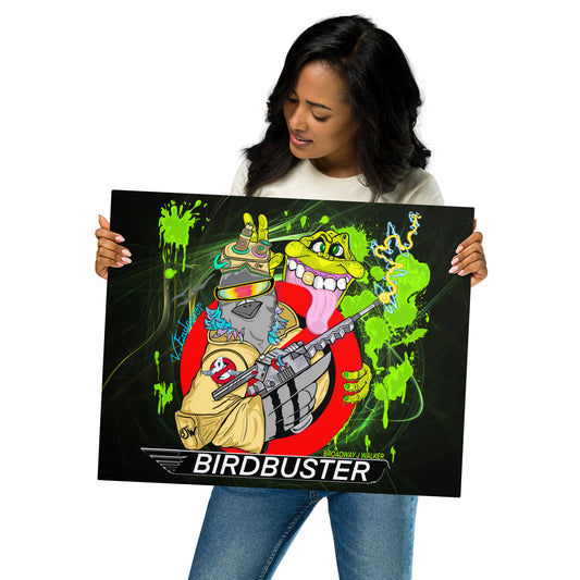 Birdbuster (Classic Theme) by NYC Rock Doves Finest, Broadway J Walker Metal prints
