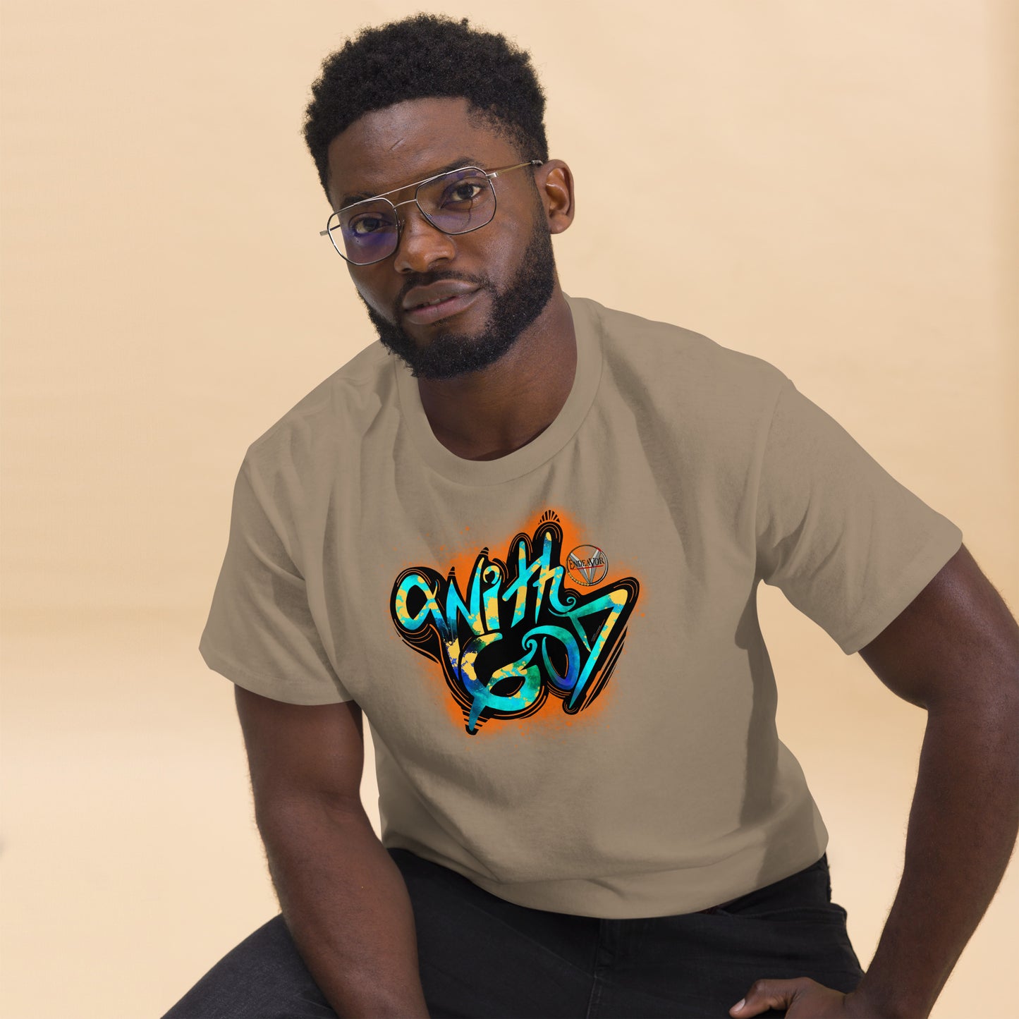 With God Orange Splash Men's classic tee