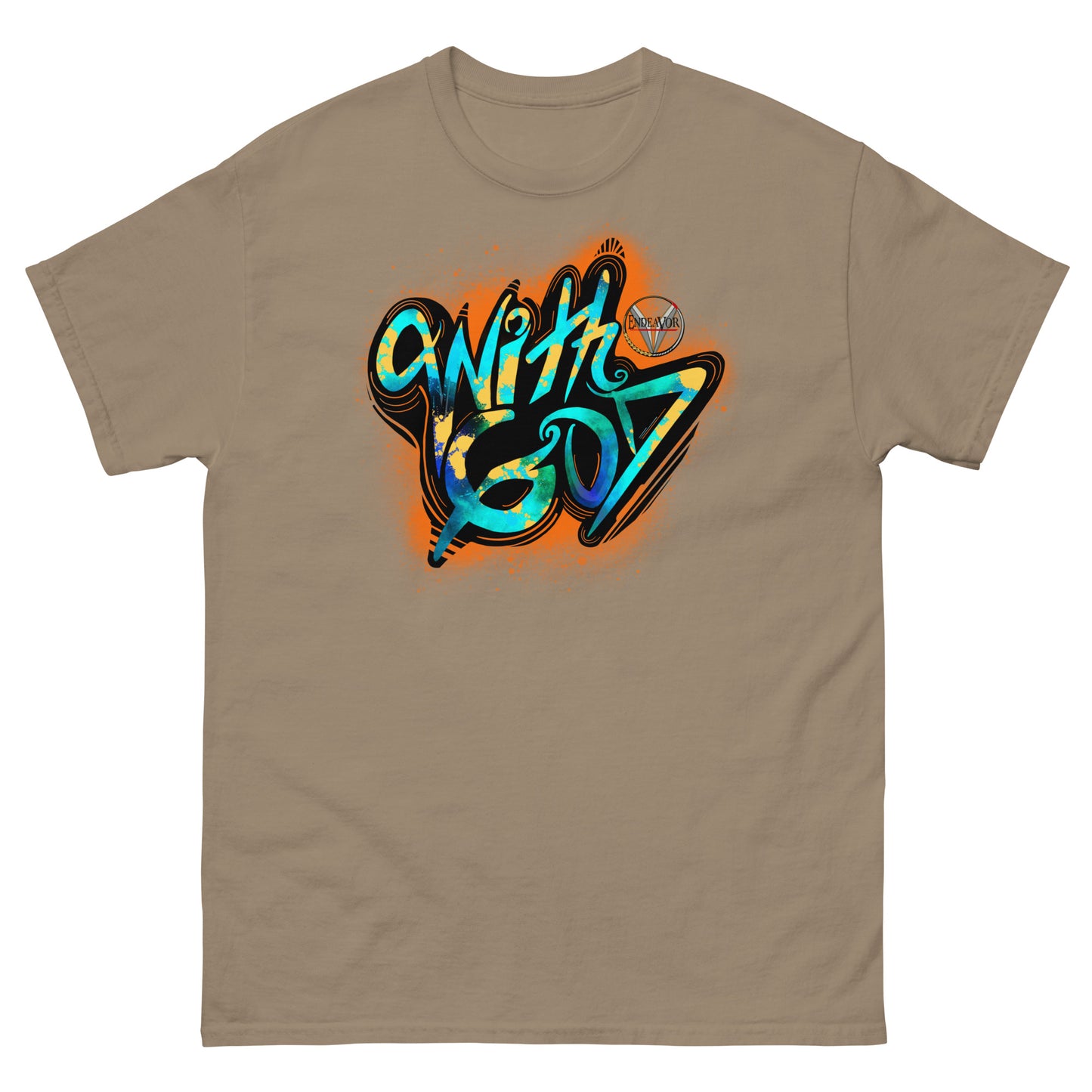 With God Orange Splash Men's classic tee