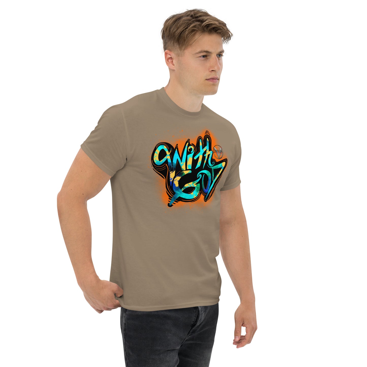 With God Orange Splash Men's classic tee