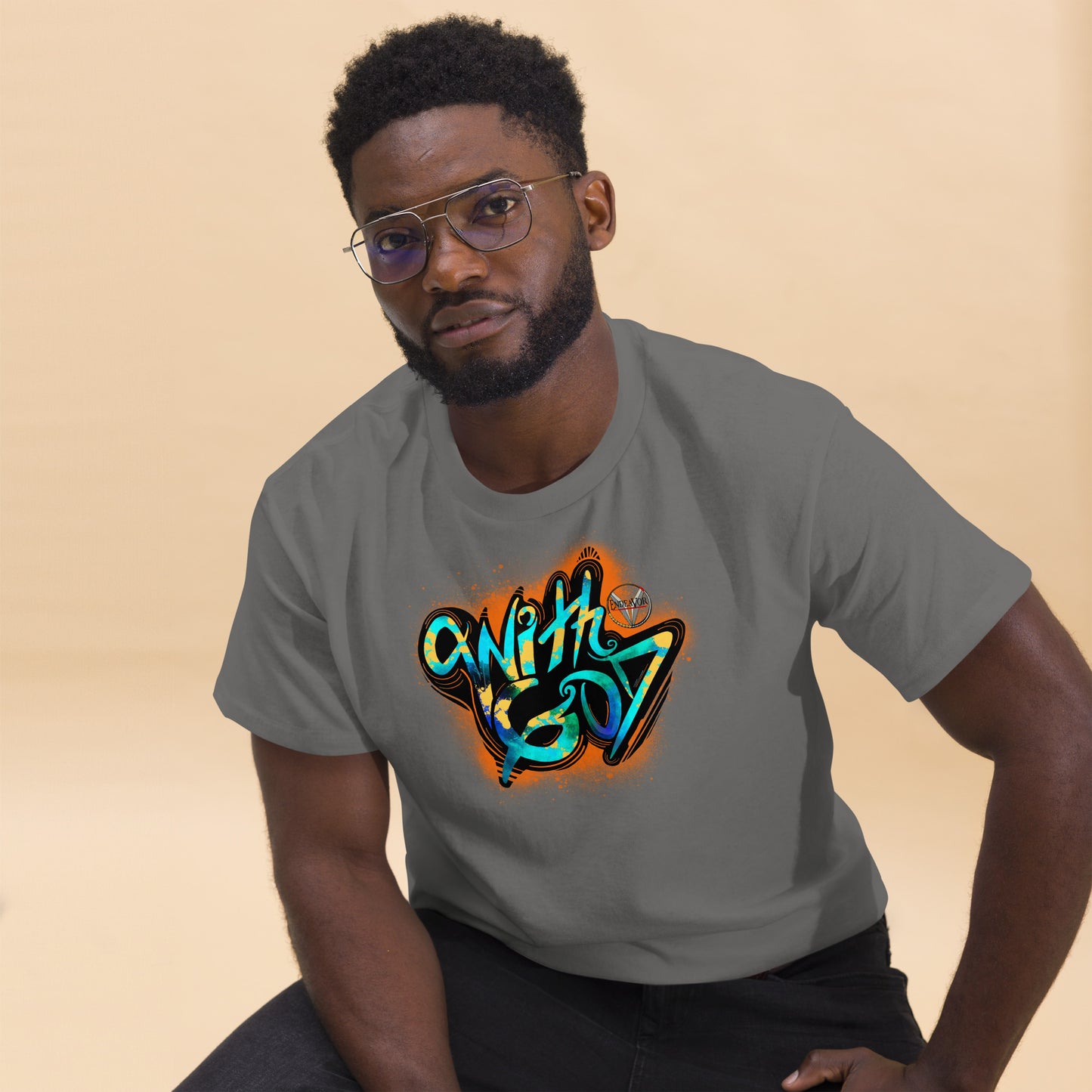 With God Orange Splash Men's classic tee