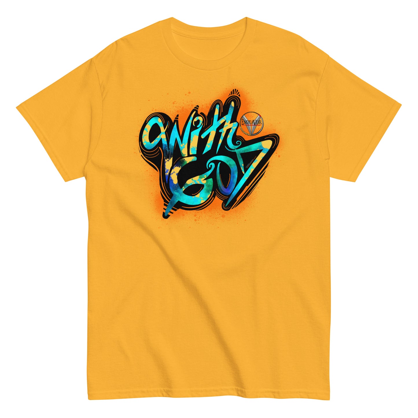 With God Orange Splash Men's classic tee