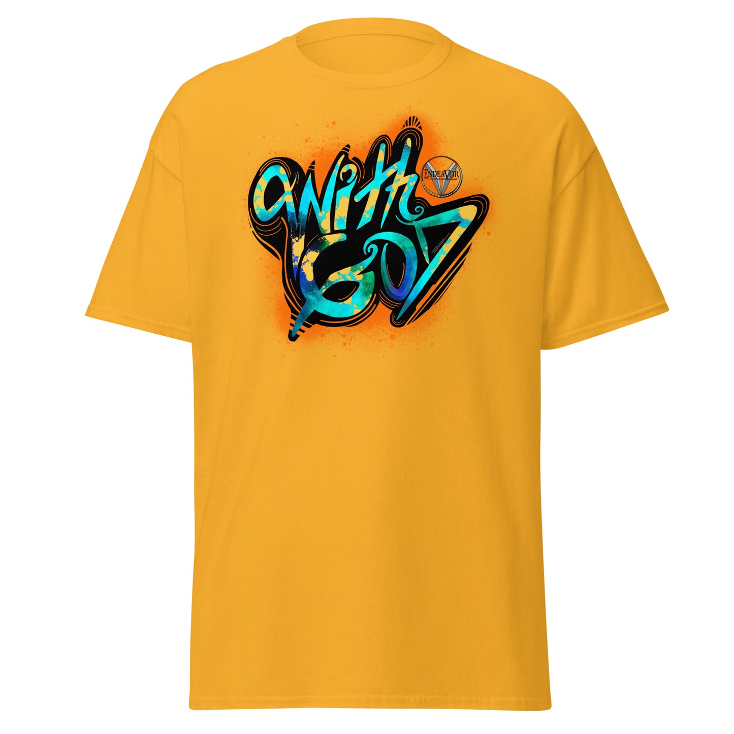 With God Orange Splash Men's classic tee