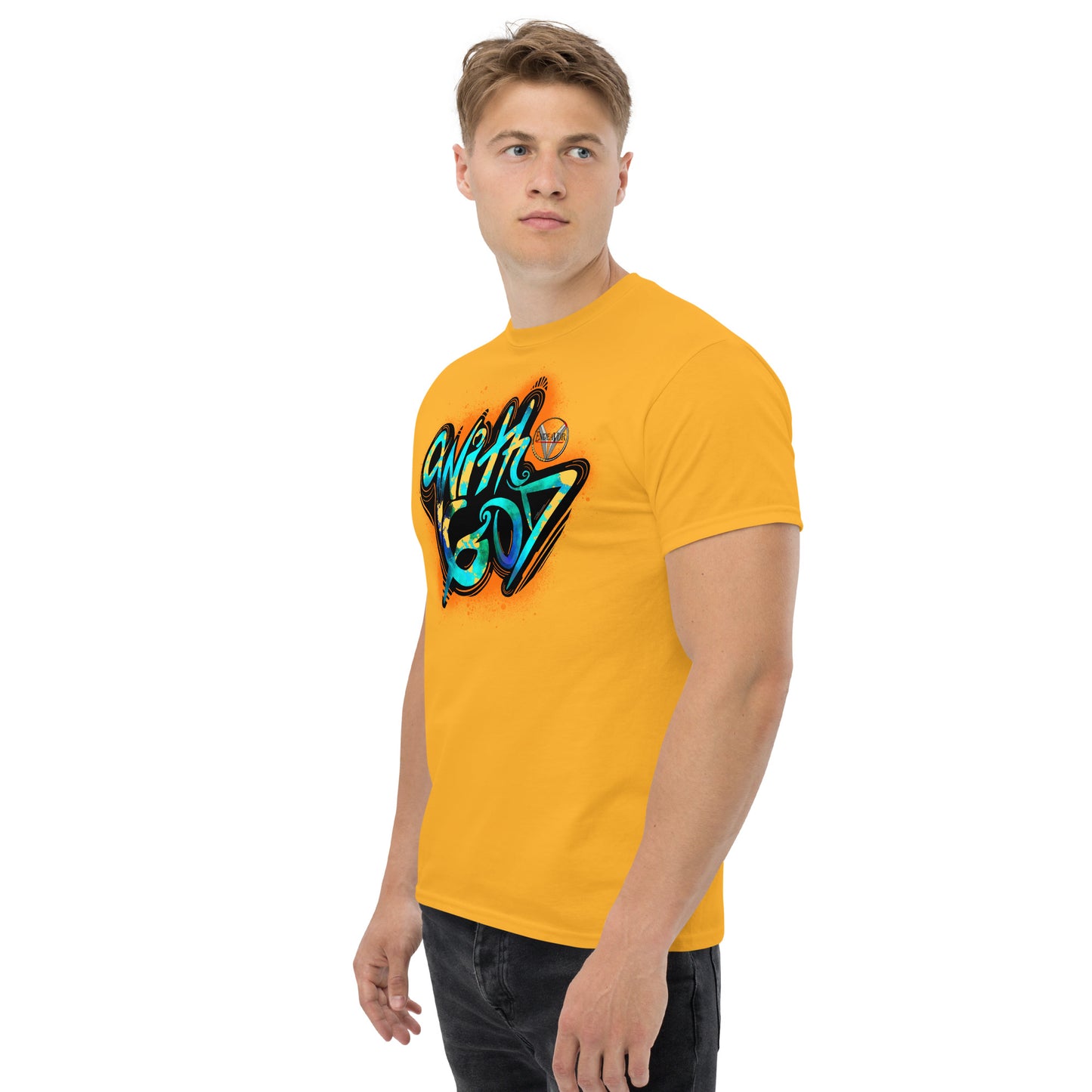 With God Orange Splash Men's classic tee