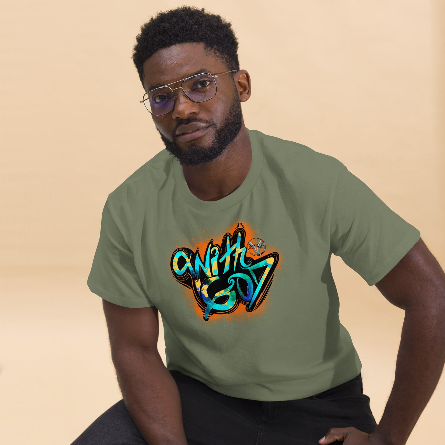 With God Orange Splash Men's classic tee