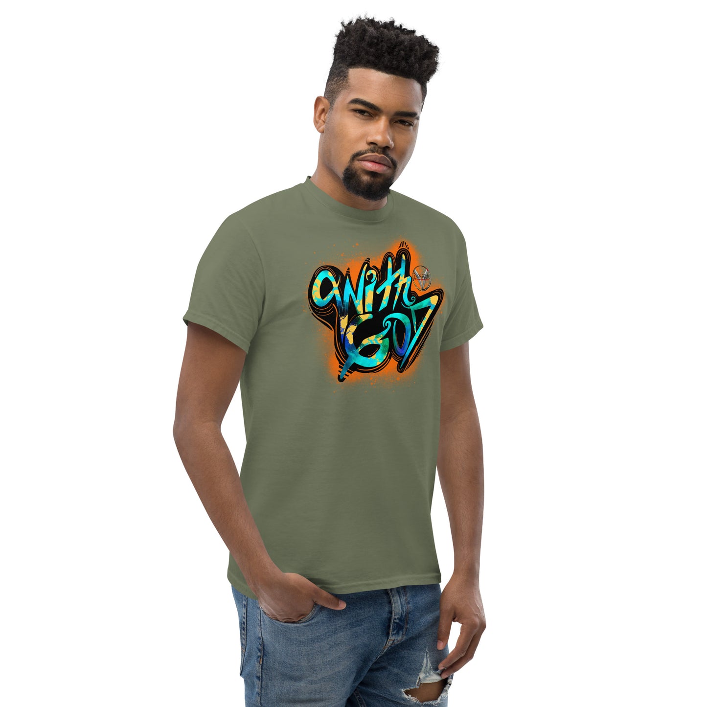 With God Orange Splash Men's classic tee