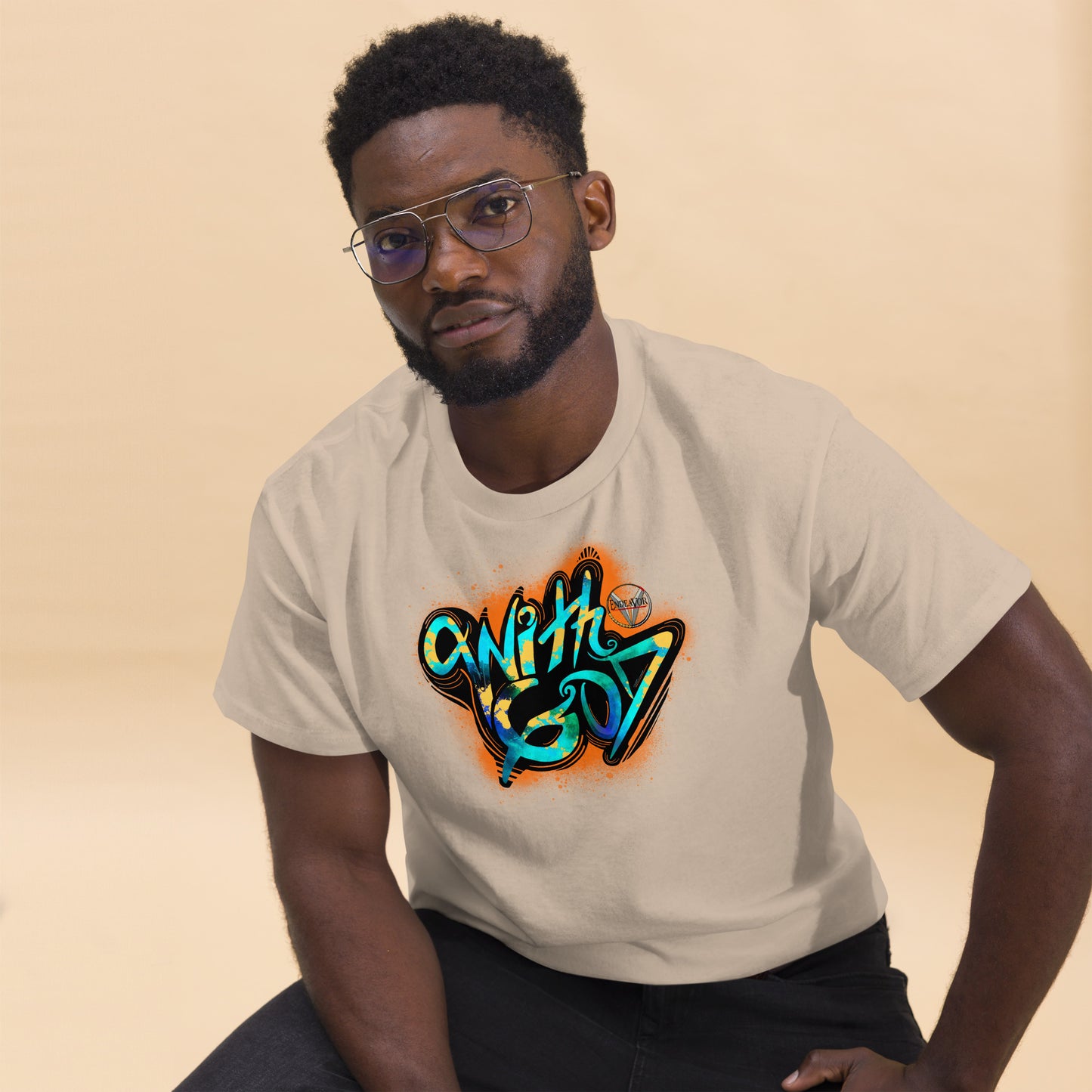 With God Orange Splash Men's classic tee