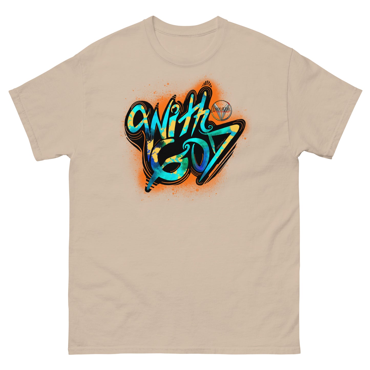 With God Orange Splash Men's classic tee