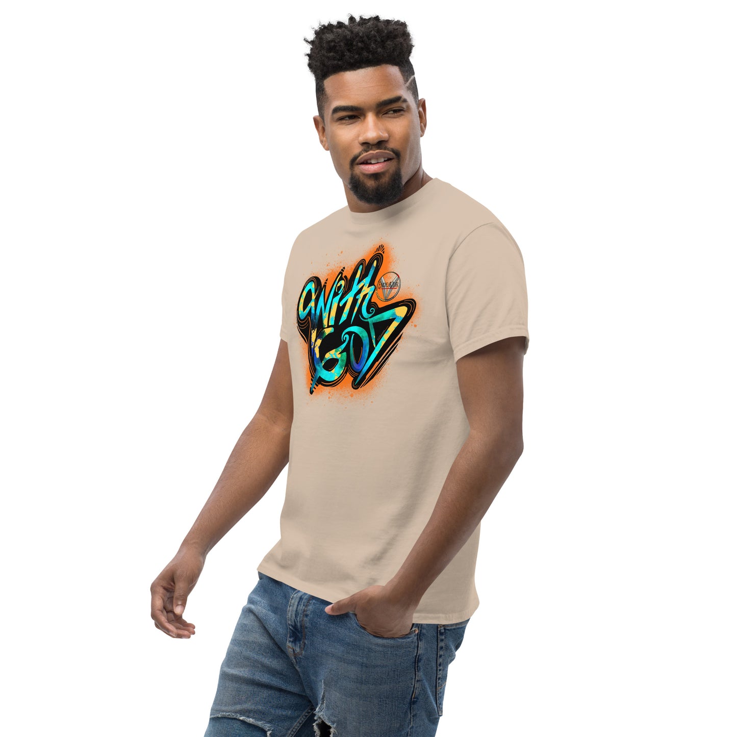 With God Orange Splash Men's classic tee