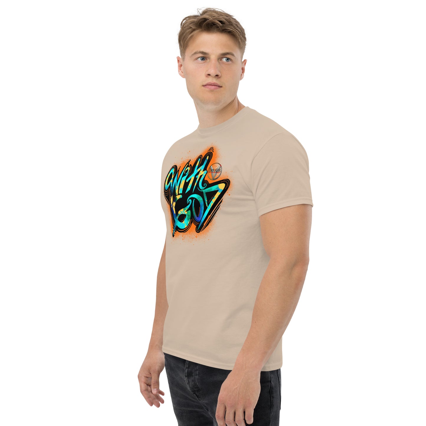 With God Orange Splash Men's classic tee