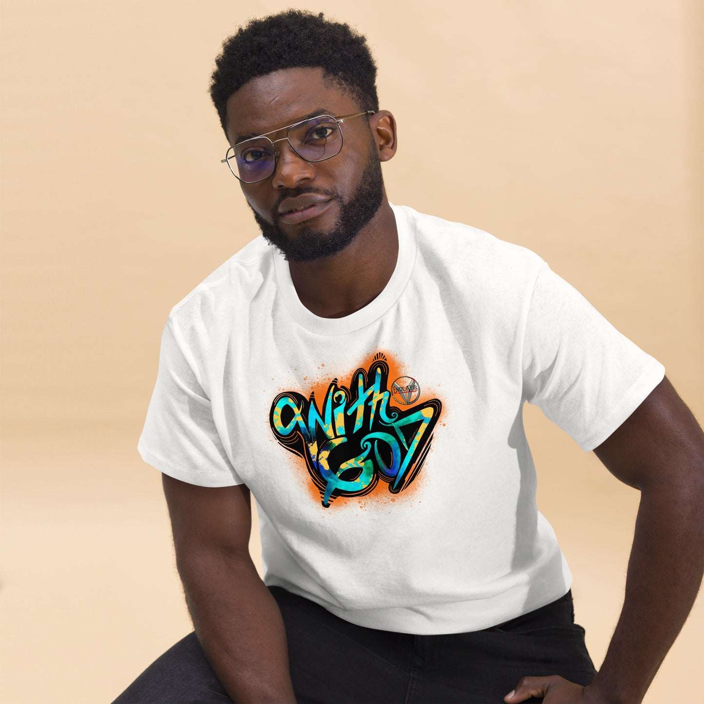 With God Orange Splash Men's classic tee