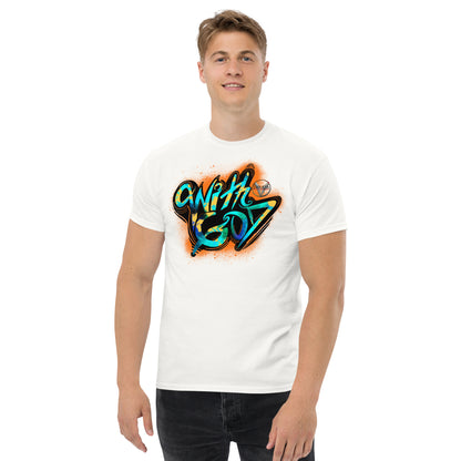 With God Orange Splash Men's classic tee