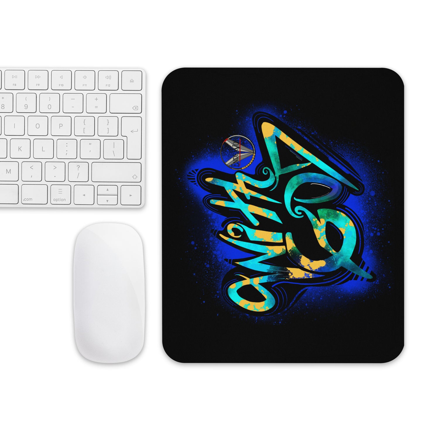 With God Cobalt Blue Splash Mouse pad