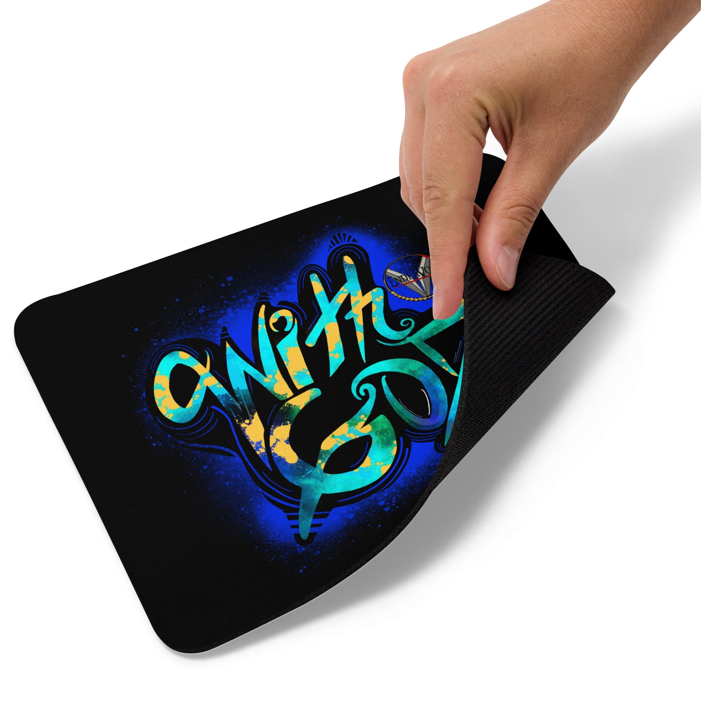 With God Cobalt Blue Splash Mouse pad