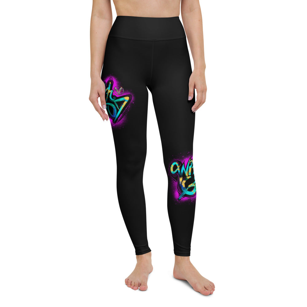 With God Fuchsia Splash Yoga Leggings