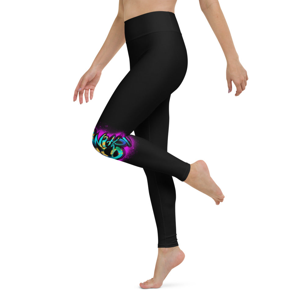 With God Fuchsia Splash Yoga Leggings