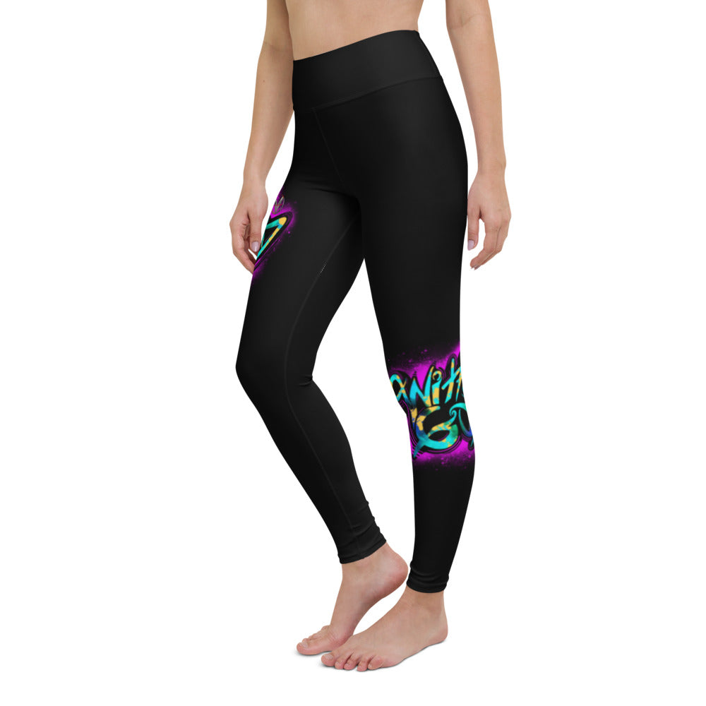 With God Fuchsia Splash Yoga Leggings