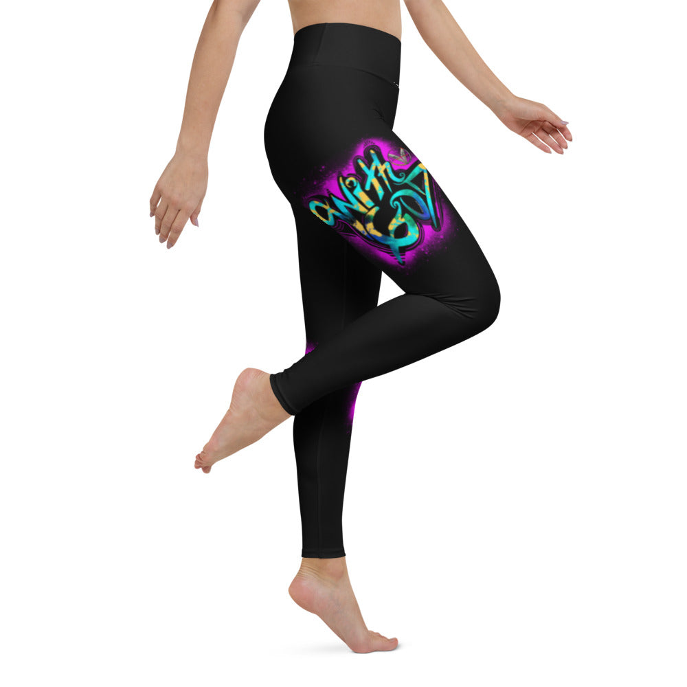 With God Fuchsia Splash Yoga Leggings