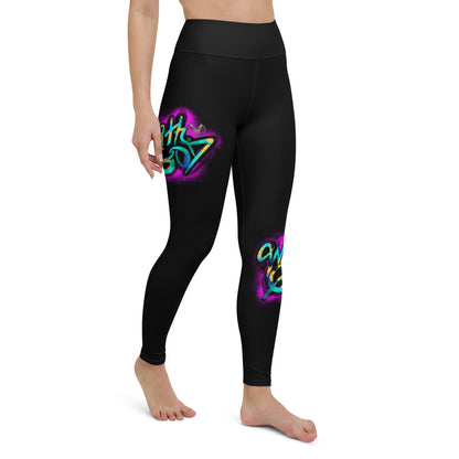 With God Fuchsia Splash Yoga Leggings