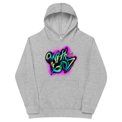 With God Fuchsia splash Kids Fleece Hoodie