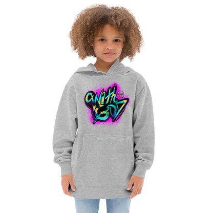 With God Fuchsia splash Kids Fleece Hoodie