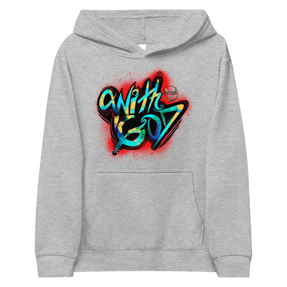 With God Red Splash Kids Fleece Hoodie