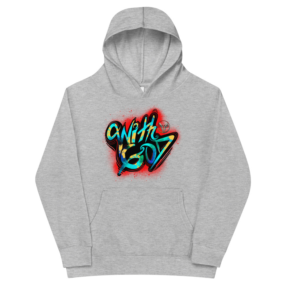 With God Red Splash Kids Fleece Hoodie