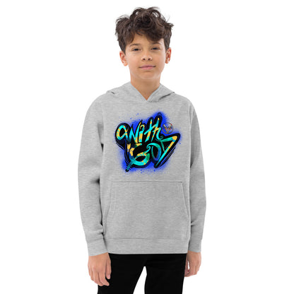 With God Cobalt Blue Splash Kids Fleece Hoodie