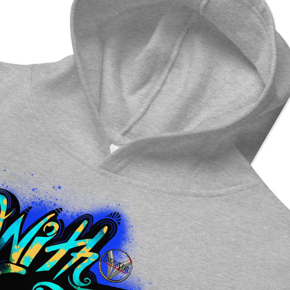 With God Cobalt Blue Splash Kids Fleece Hoodie