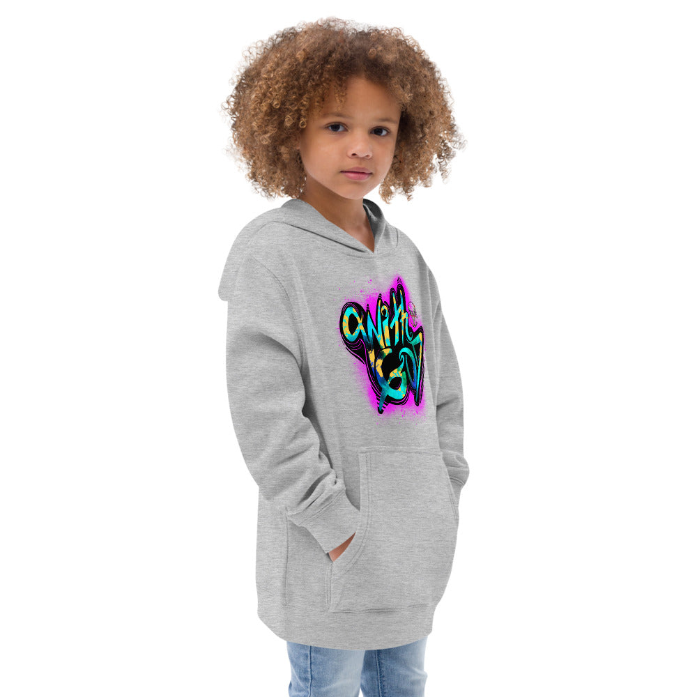 With God Fuchsia splash Kids Fleece Hoodie
