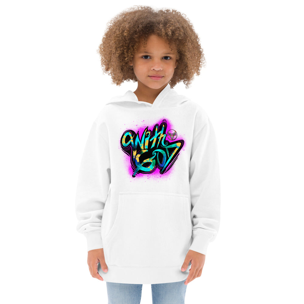 With God Fuchsia splash Kids Fleece Hoodie
