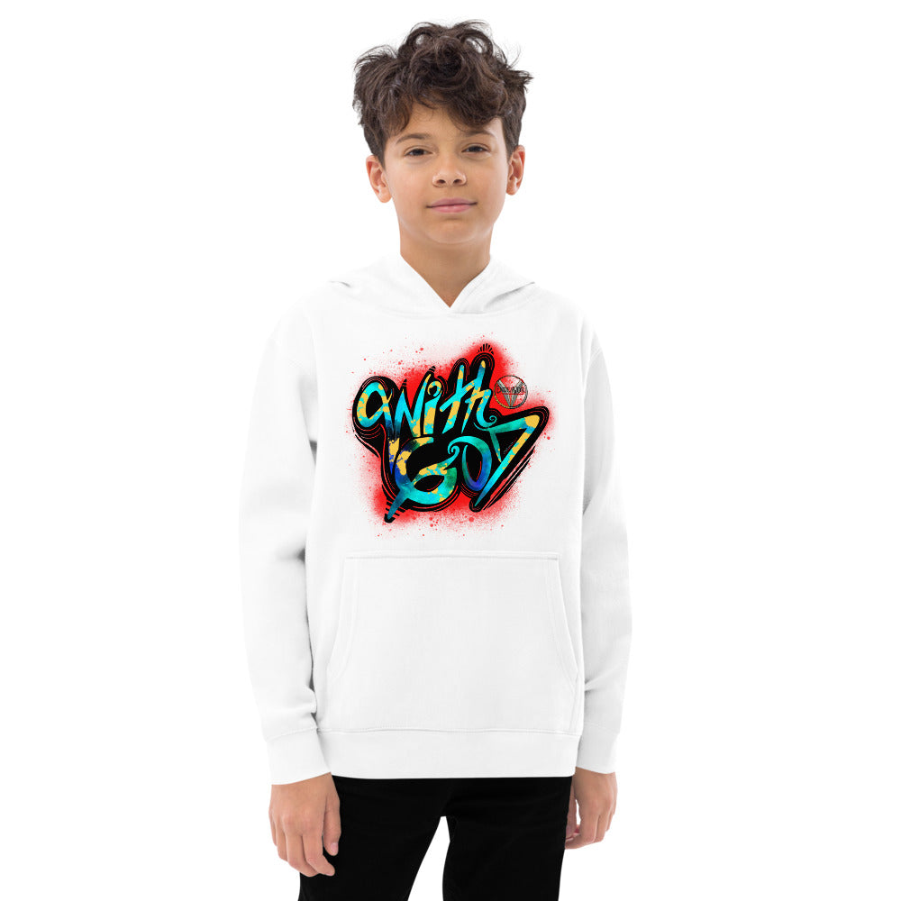 With God Red Splash Kids Fleece Hoodie