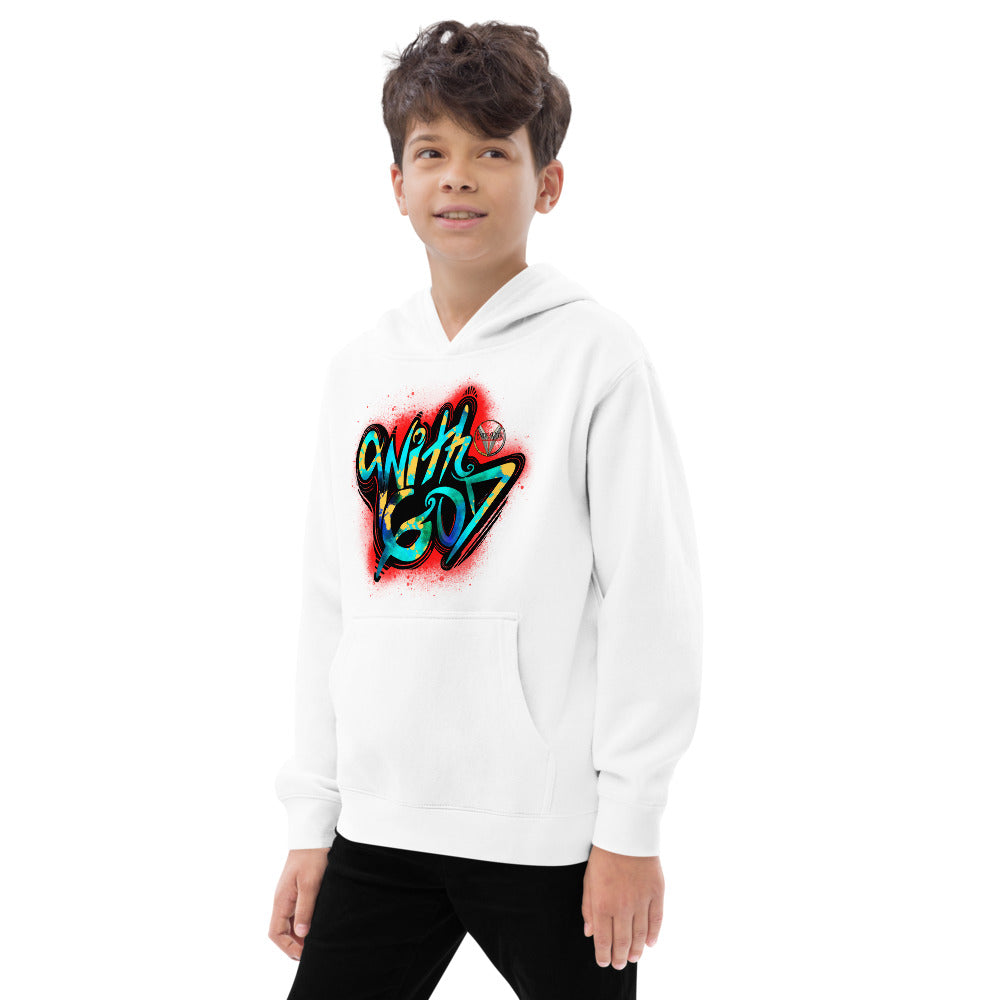 With God Red Splash Kids Fleece Hoodie