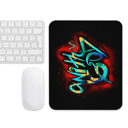 With God Crimson Red Splash, Black Mouse Pad