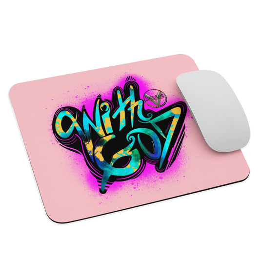 A With God Fuchsia Pink Splash, Pink Mouse Pad
