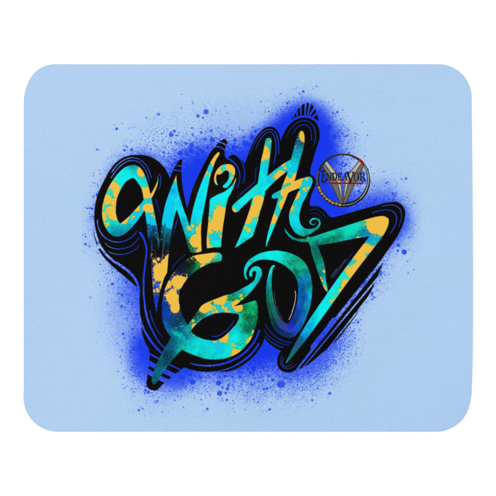 With God Cobalt Blue Splash, Pattens Blue Mouse Pad