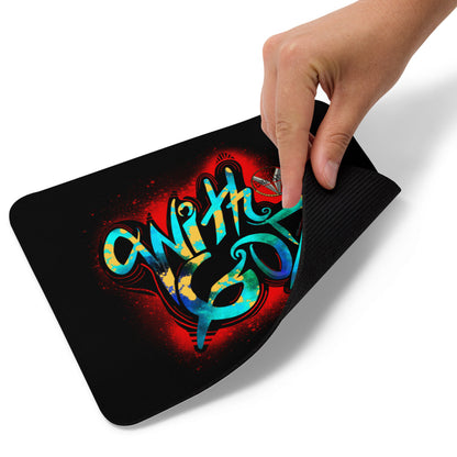 With God Crimson Red Splash, Black Mouse Pad