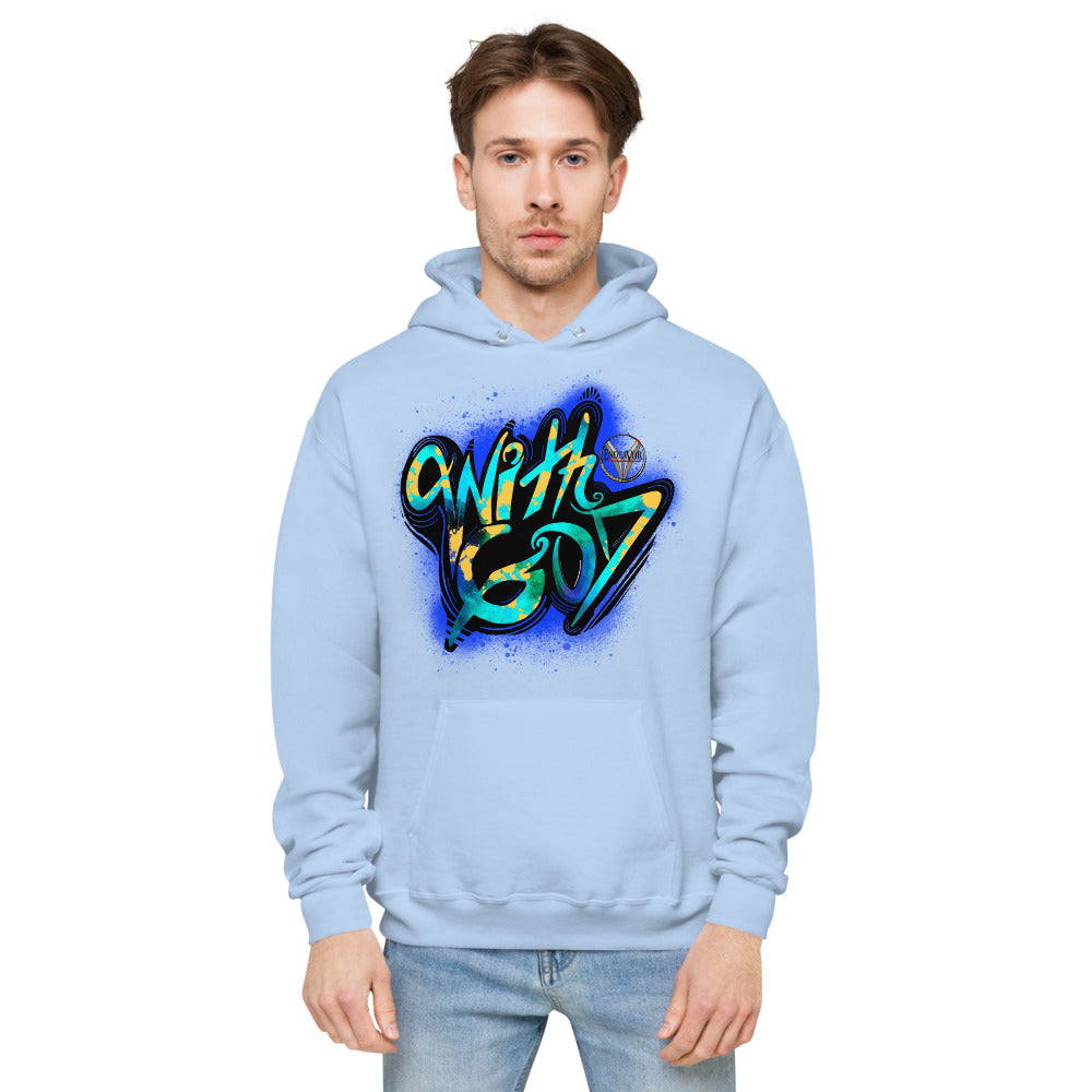 A with God Blue Splash Unisex fleece hoodie