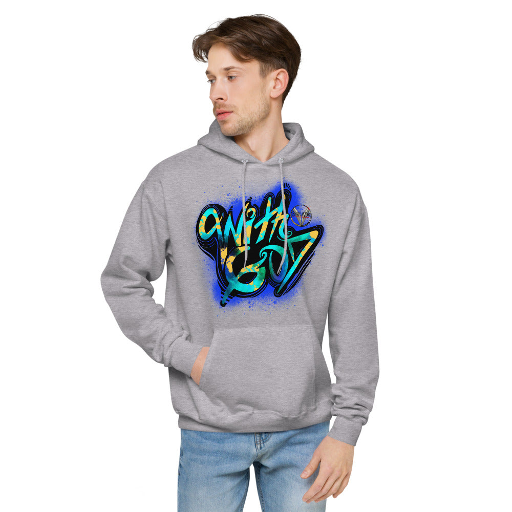 A with God Blue Splash Unisex fleece hoodie