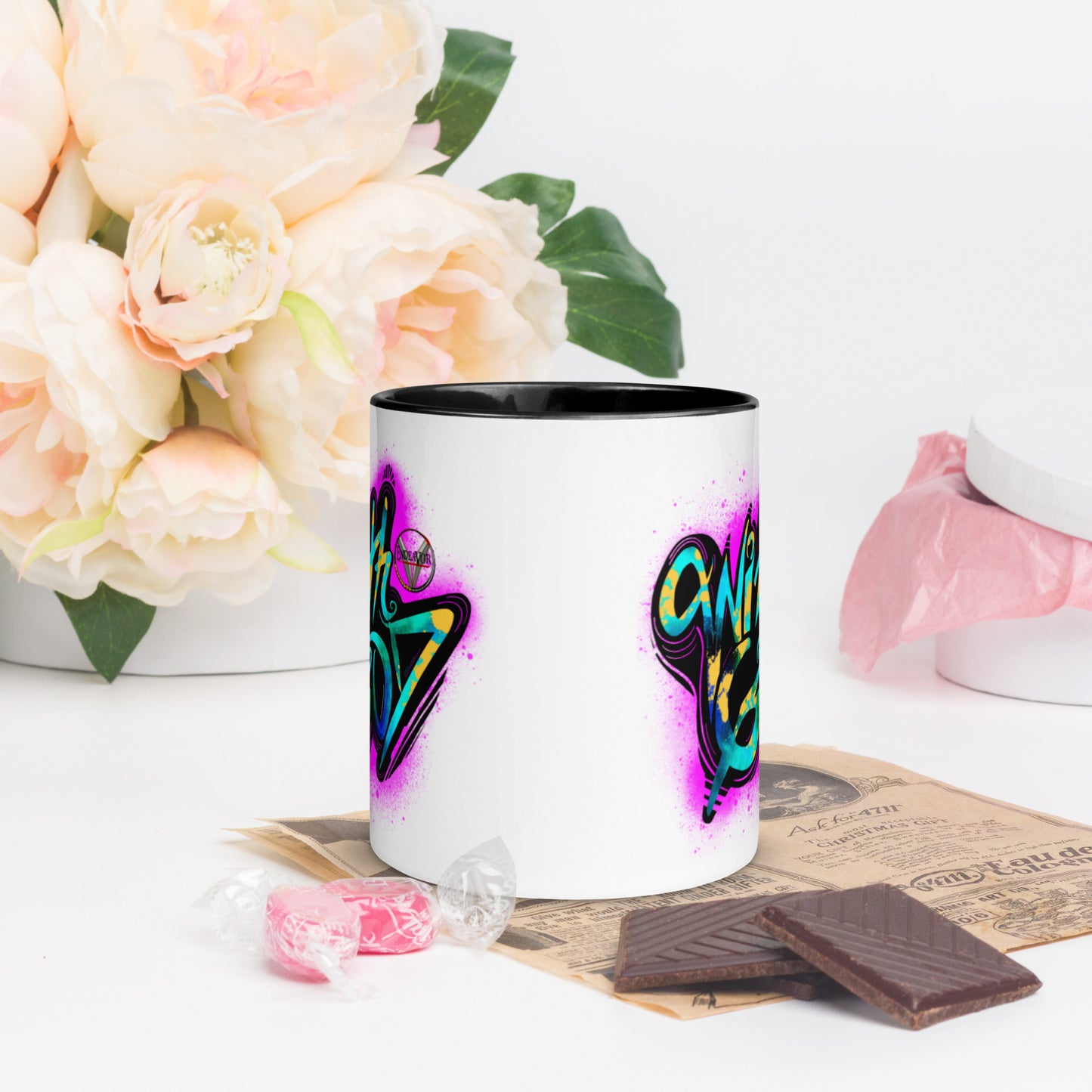 With God Fuchsia Pink Splash Mug With Pink Color Inside