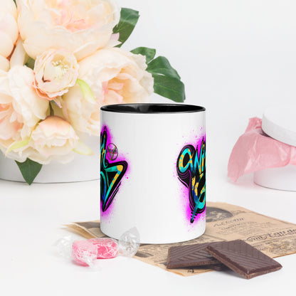 With God Fuchsia Pink Splash Mug With Pink Color Inside