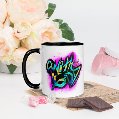 With God Fuchsia Pink Splash Mug With Pink Color Inside