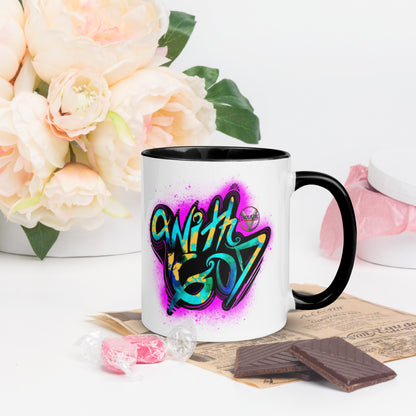 With God Fuchsia Pink Splash Mug With Pink Color Inside