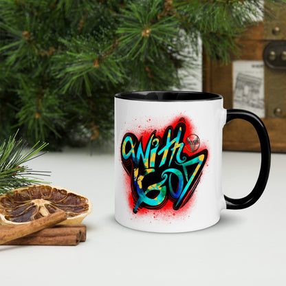 With God Crimson Red Splash Mug with Red Color Inside