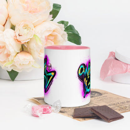 With God Fuchsia Pink Splash Mug With Pink Color Inside