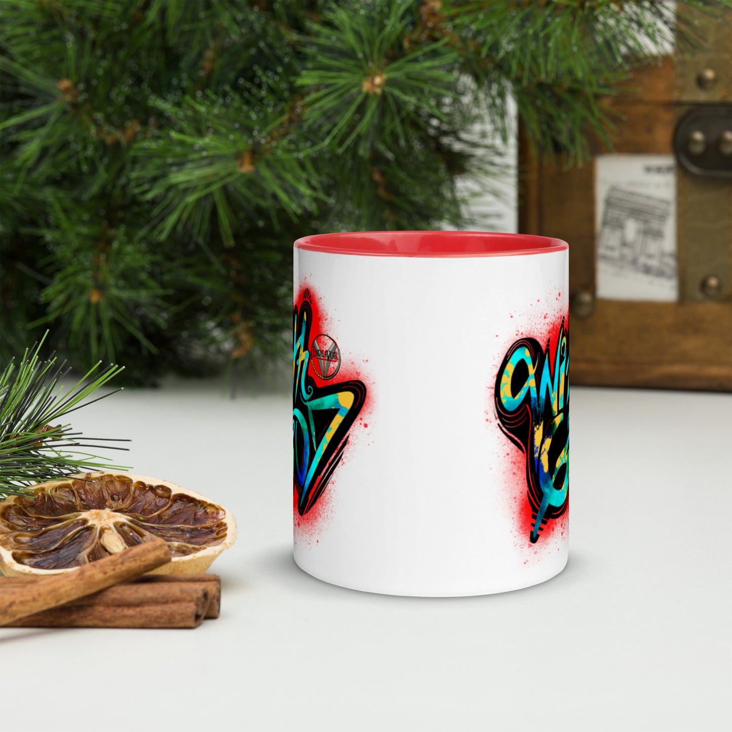 With God Crimson Red Splash Mug with Red Color Inside